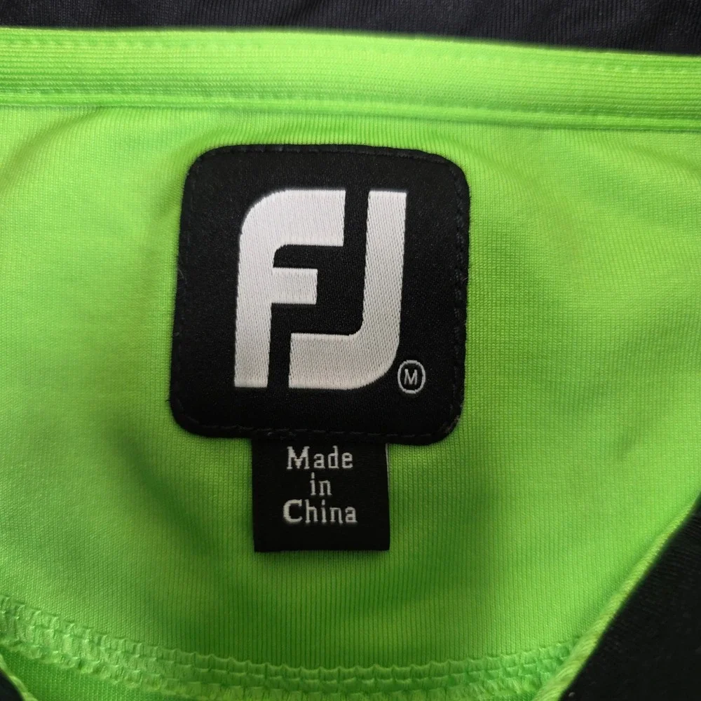 FootJoy Mens Medium Lime Green Quarter Zip Golf Pullover Performance Mock Neck